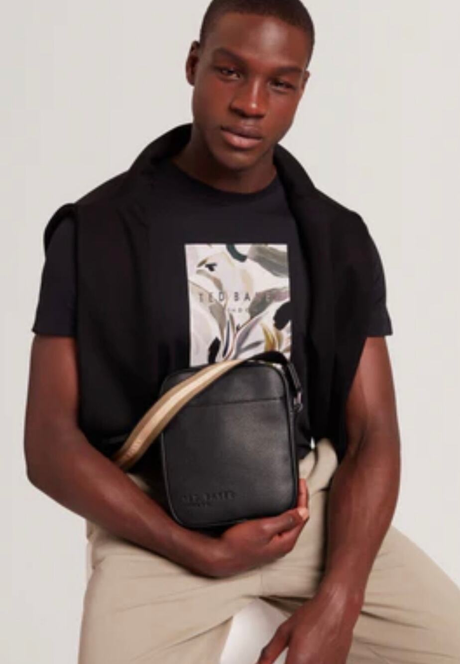 Ted Baker KIIAN Black Faux Leather Reporter Crossbody Bag